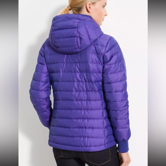 WOMENS  The North Face Totally Down Hooded Jacket SZ S/P Purple 600 - Picture 2 of 16